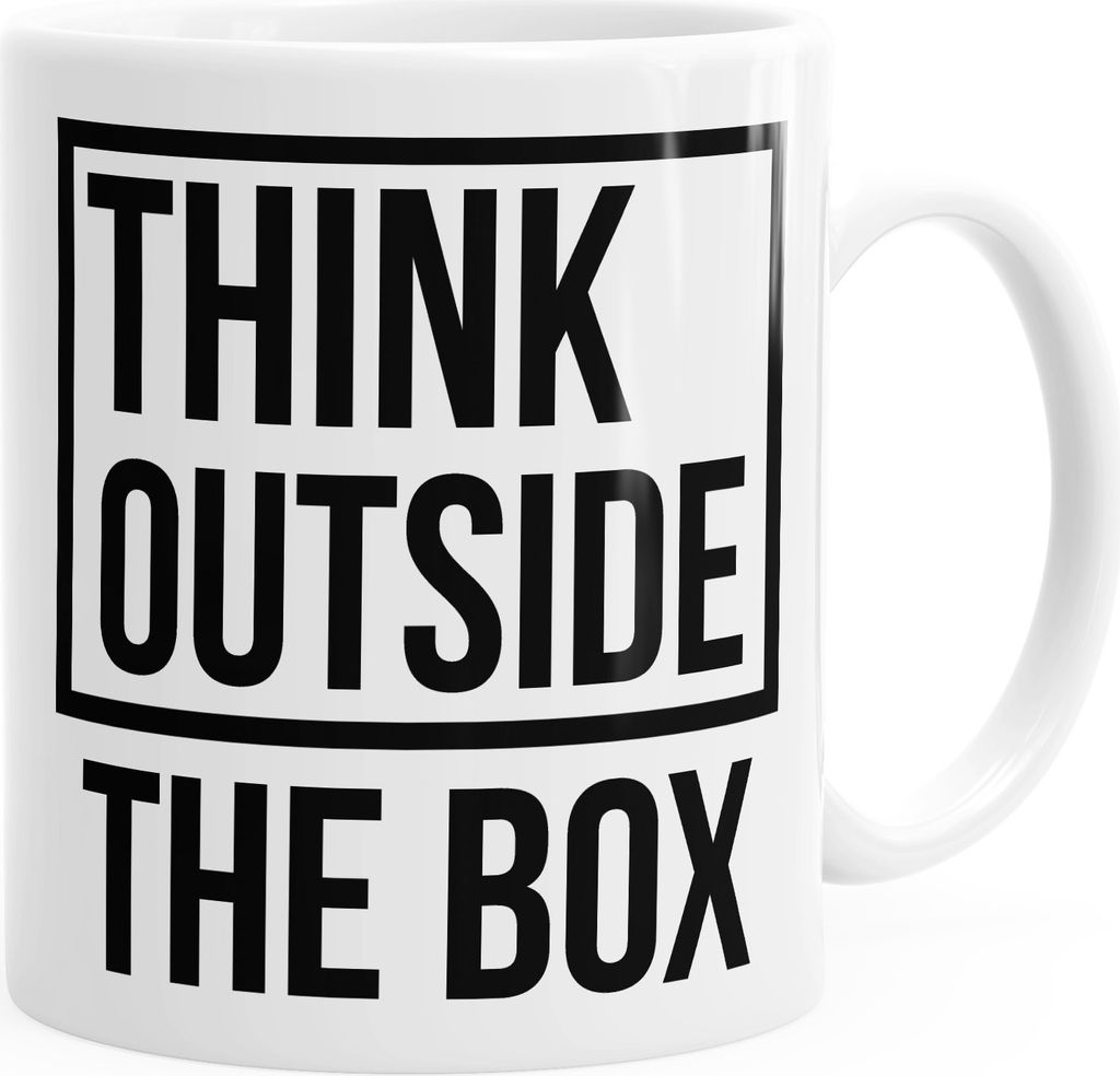 Kaffee-Tasse fürs Büro Think Outside the Box einfarbig MoonWorks weiß unisize