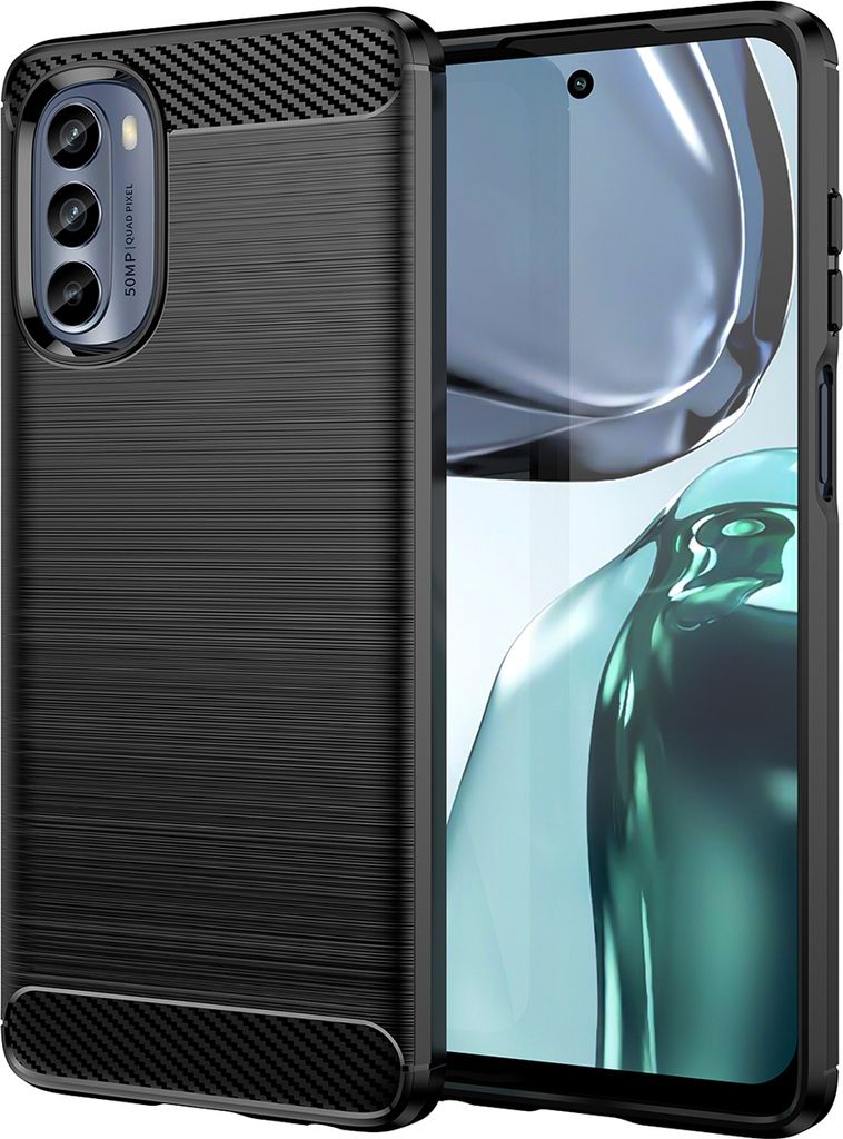Moto G62 5G Hülle, Carbon-Faser TPU Silikon Stoßfest Produktbild 
