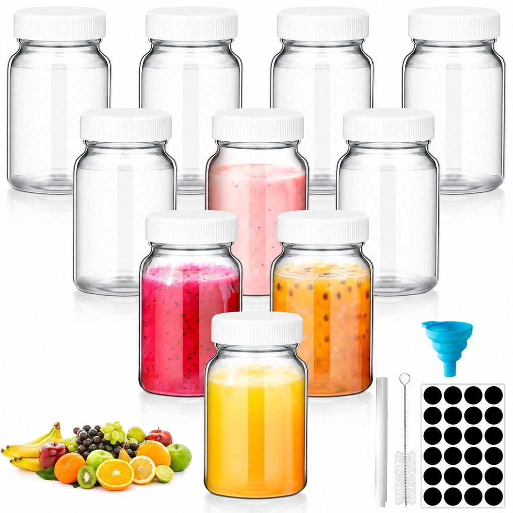 VINATO 10er Set Mini-Glasflaschen 60ml mit Deckel, Ingwer Produktbild 