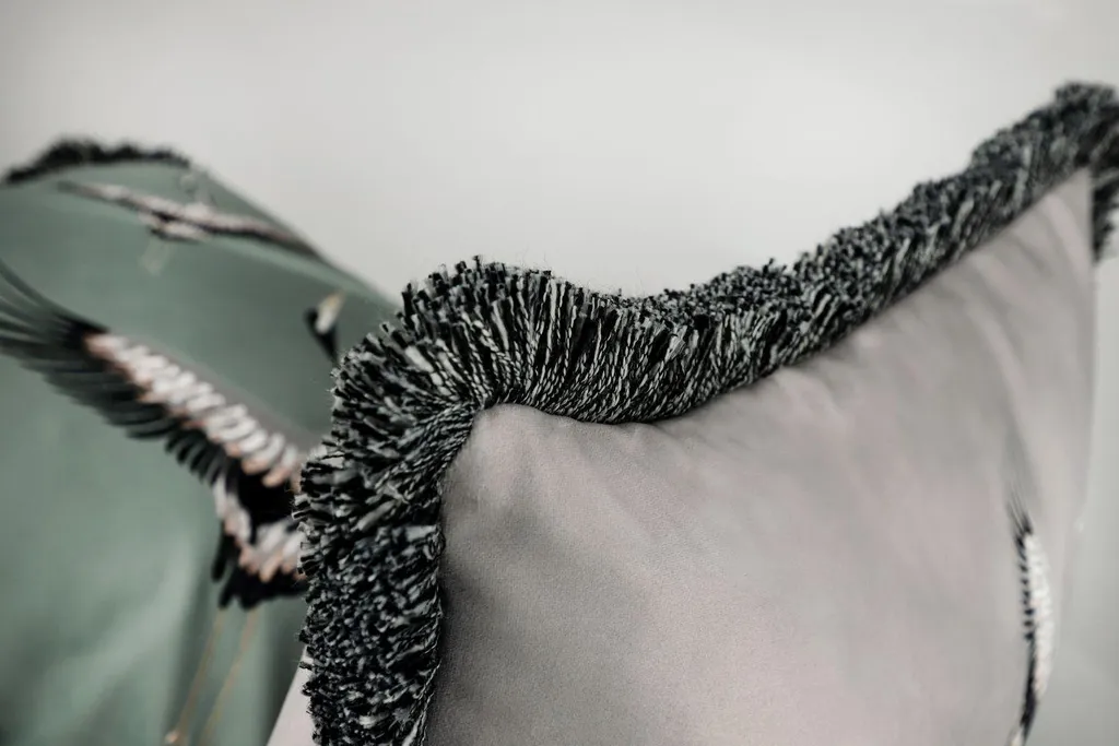 Housse de coussin 45x45 lavable anthracite polyester zippée et franges - 6