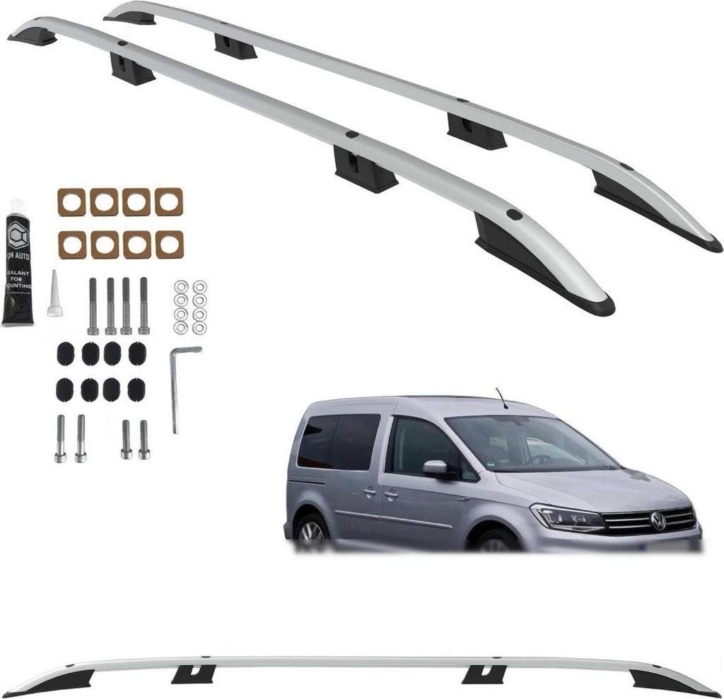 Střešní nosiče VW Caddy Maxi hliníkové stříbrné 2003-2020 Obrázek produktu 