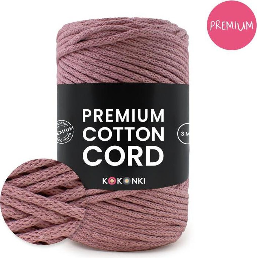 KOKONKI Premium Baumwollkordel 3 mm, 100 m Rolle, Malwa Produktbild 