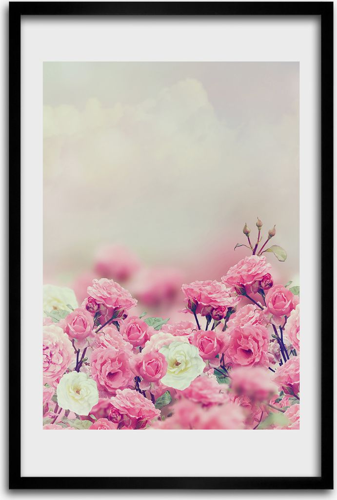 Bild - Bilderrahmen - 40 cm x 60 cm - MDF - Rahmen - Wandkunst - Wildrose