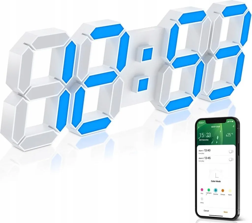 Horloge LED thermomètre avec minuterie intelligente et réglage par App