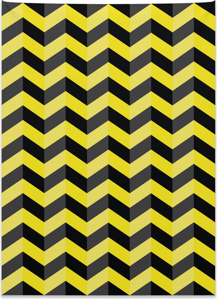 Abakuhaus Yellow Chevron Wandteppich, Warnschild aus Weiches Mikrofaser Stoff Kein Verblassen Klare Farben Waschbar, 110 x 150 cm, Gelb Schwarz