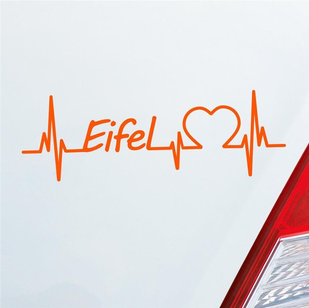 Auto Aufkleber Eifel Puls Herzschlag mit Ferien Region Motiv 19x6 cm Orange Sticker Heckscheibenaufkleber