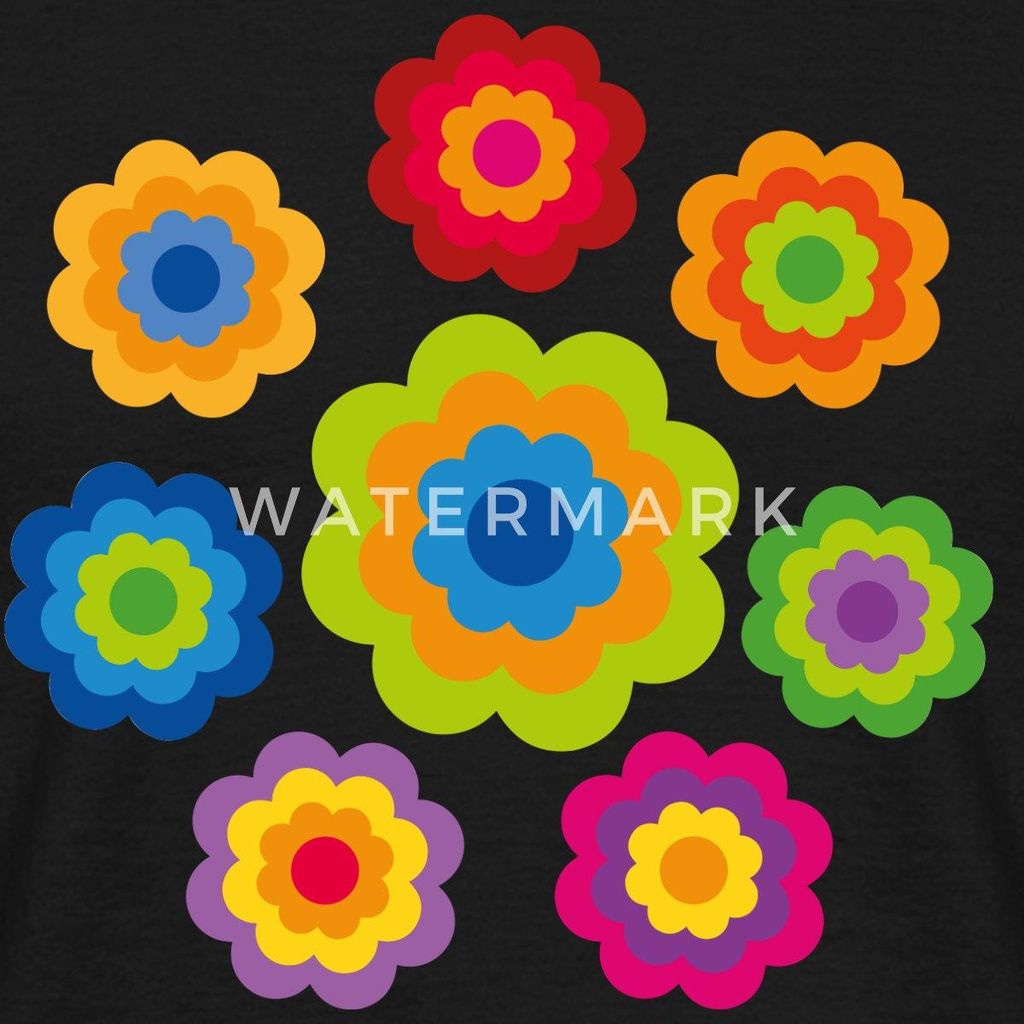 Spreadshirt 70er Jahre Hippie Flower Power Kostüm Blumen Fasching Männer T-Shirt, 4XL, Schwarz