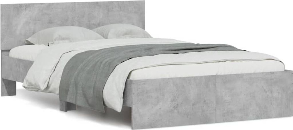 Maison Exclusive - Bettgestell mit Kopfteil LED-Beleuchtung Betongrau 140x190 cm