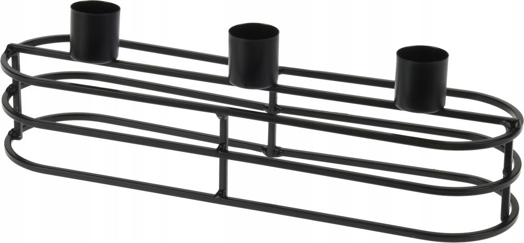 Świecznik metalowy czarny na 3 świeczki 29,5x8,5x9,5 cm Zdjęcie produktu 