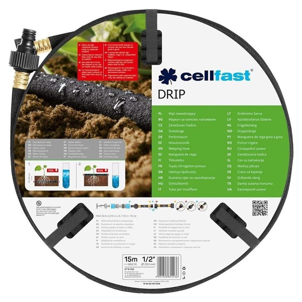 CELLFAST 19-002, 7,5 m, Nad/pod zemí, Černá, 1,25 cm, 1/2, Obrázek produktu 