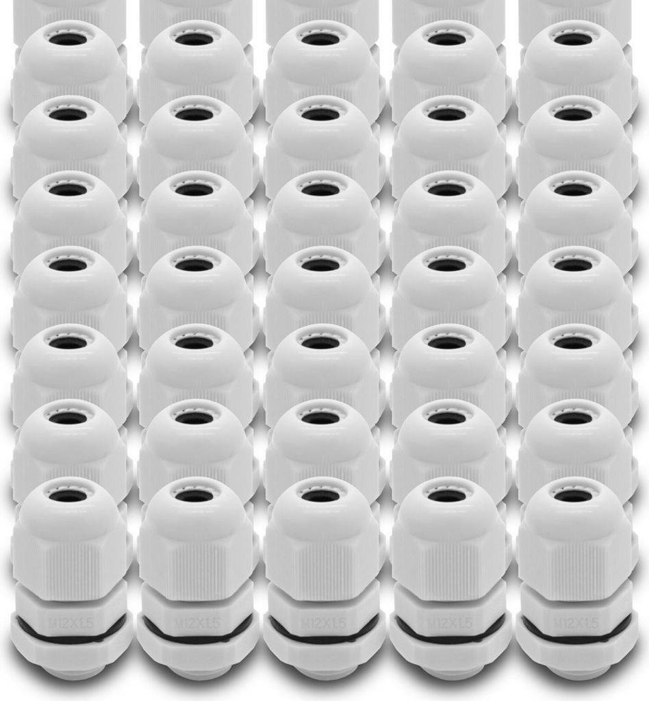 30x ARLI Kabelverschraubungen IP68 Grau M12 x 1,5 mm mit metrischem Anschlussgewinde und Gegenmutter