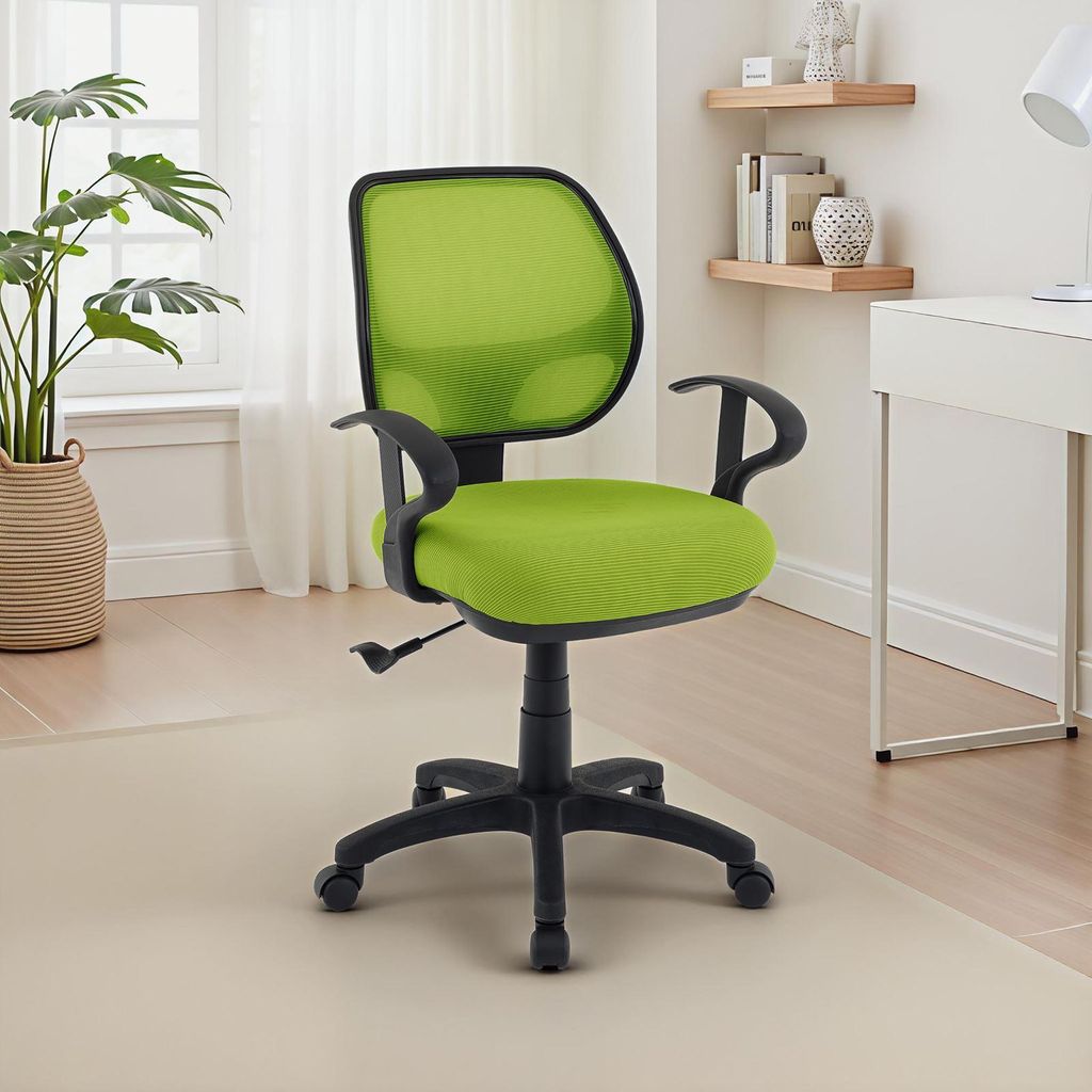 Kinderdrehstuhl COOL-1 höhenverstellbar, Grün - Schreibtischstuhl ergonomisch mit Armlehnen, atmungsaktiver Netzbezug, Wippmechanik [max. Belastb...