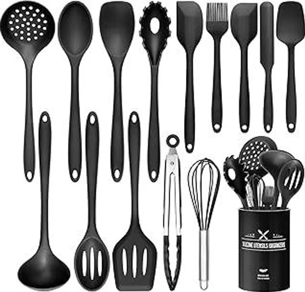 Set Professionale 15 Utensili Wildone Silicone Nero Termoresistente