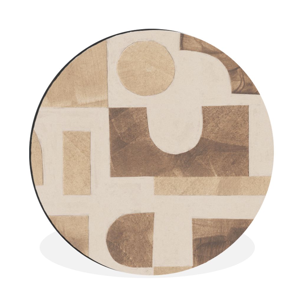 MuchoWow Aluminium Wandkreis Abstrakt - Puzzle - Formen - Farben Ø 60 cm Wanddeko Modern Wohnzimmer - Wand Kreis - Wandbild - Schlafzimmer - Alu...
