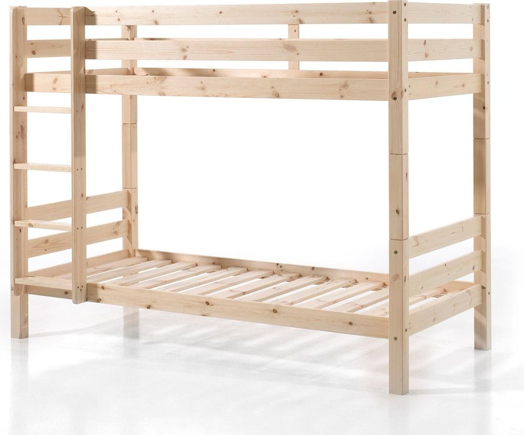 FURNLUX Bunk Bed Pino Beige 90x200cm / Hauptfarbe: Beige / Abmessungen: 106 x 210 x 161 cm