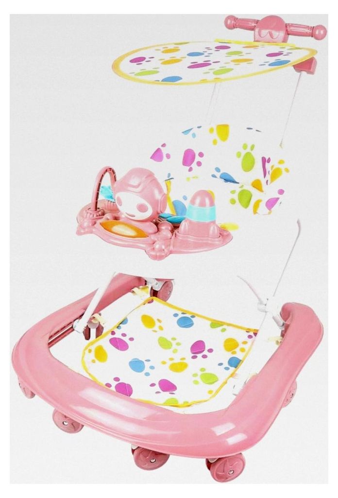 5-in-1 Lauflernhilfe für Babys, faltbar, robuste Gehhilfe, geeignet für 6 Monate und älter bis 12 kg (62 x 68 x 36 – 81 cm, Rosa)