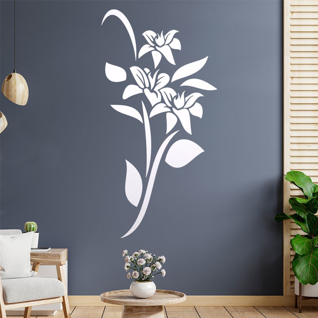 Blumen - Linien Wandtattoo in 6 Größen - Wandaufkleber Wall Sticker - Dekoration, Küche, Wohnzimmer, Schlafzimmer, Badezimmer