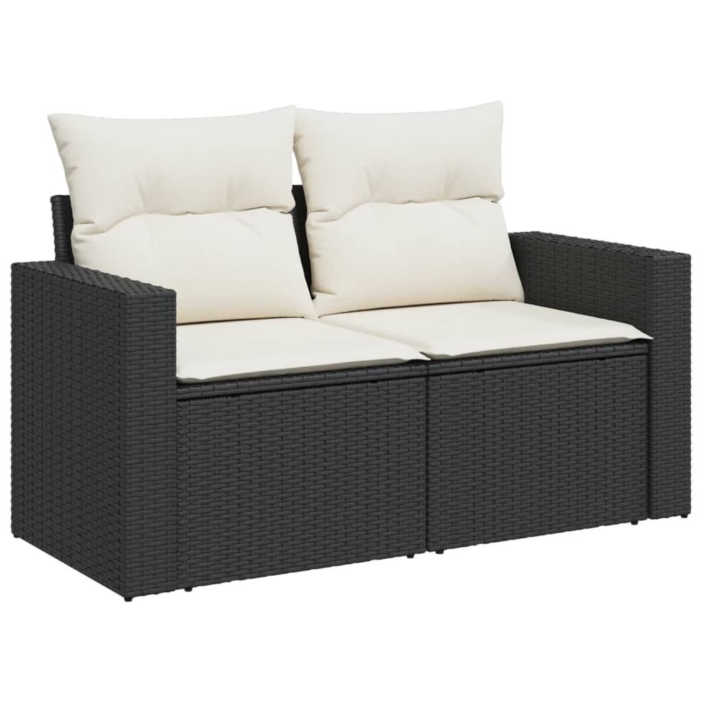 vidaXL Canapé de jardin avec coussins 2 places noir poly Image du produit 