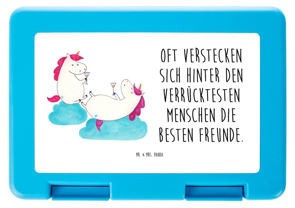 Mr. & Mrs. Panda Bento Box Einhorn Sekt - Weiß - Geschenk, Freundin, Lunchbox, Unicorn, Aufbewahrungsbox essen, Meal Prep, Bentobox, Einhörner, S...