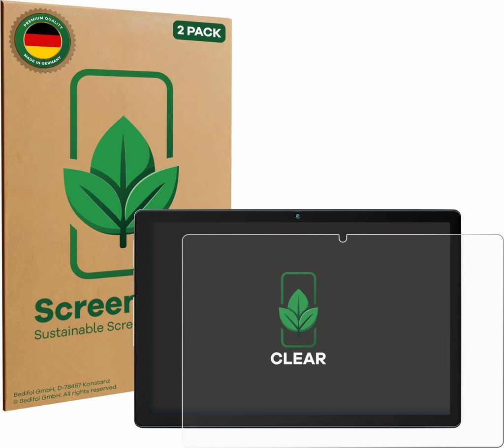 2x ScreenLeaf Schutzfolie für Yicty MB1001 10.1" nachhaltiger Displayschutz Display Schutz Folie Klar Transparent