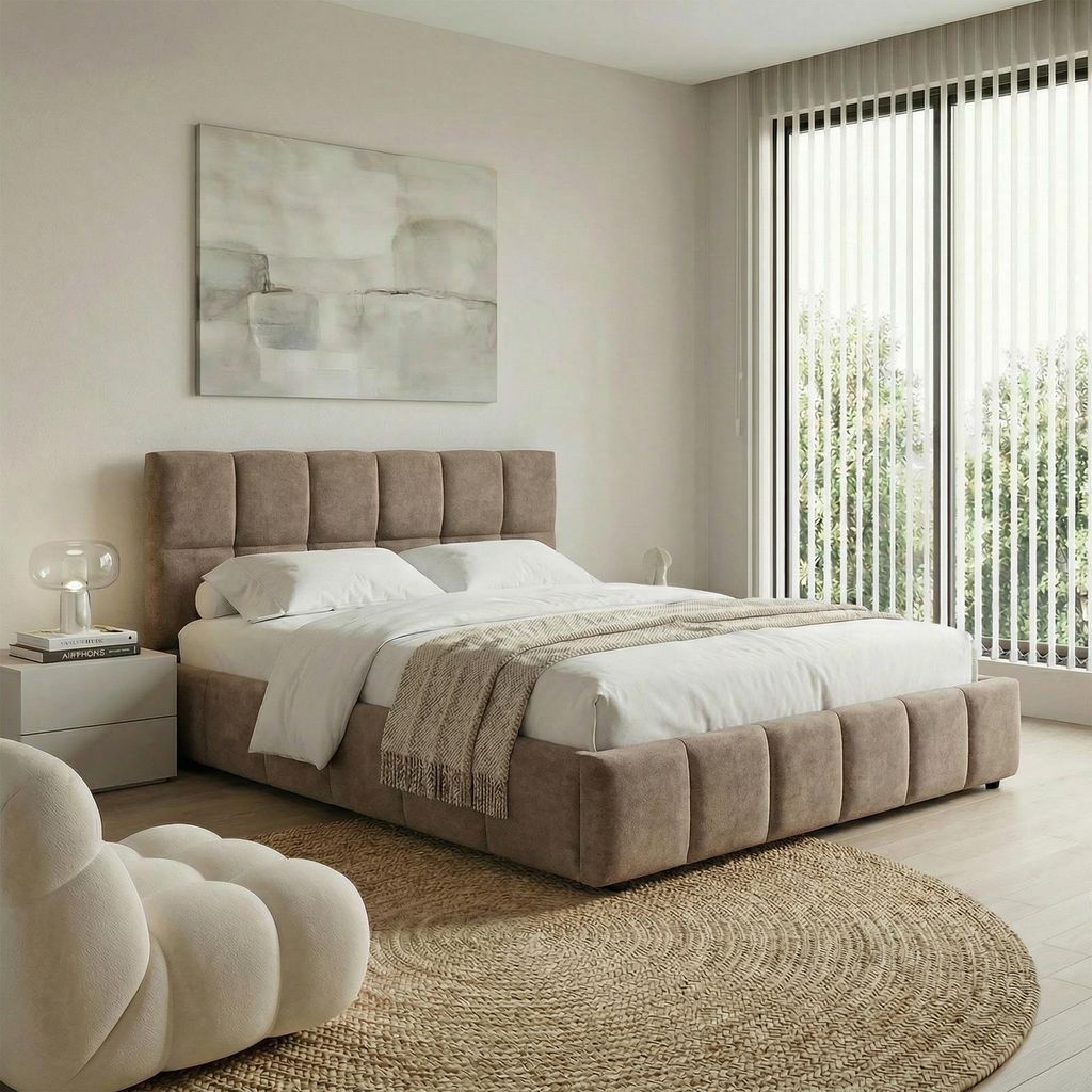 Polsterbett EMILIA 180x200 cm, Braun - Bett mit Lattenrost, Produktbild 