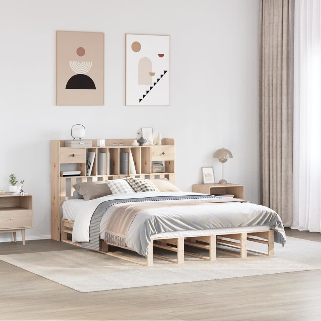 Maison Exclusive - Massivholzbett mit Regal ohne Matratze 140x200 cm Kiefernholz