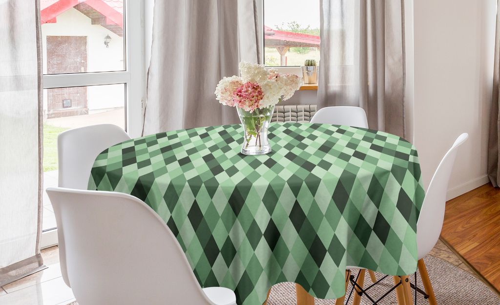 ABAKUHAUS geometrische Rhombus Runde Tischdecke, Grüner Hues Argyle, Kreis Tischdecke Abdeckung für Esszimmer Küche Dekoration, 150 cm, Hellgrü...