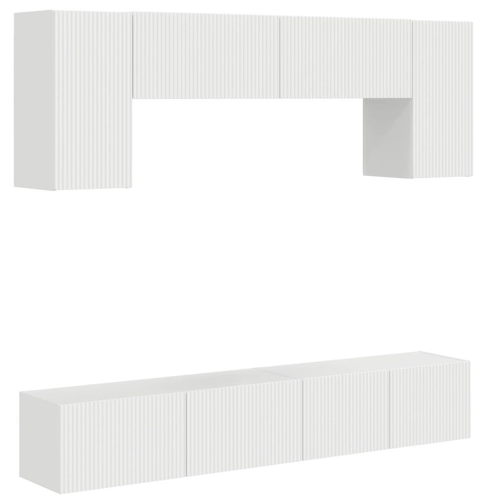 vidaXL TV-Schrankset Wandmontiert 4 pcs Hochglanz Weiß Holzwerkstoff
