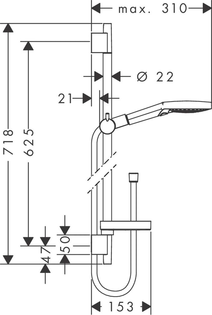 Hansgrohe Brausenset Raindance Select S 120 Unica S Puro 650mm Chrom