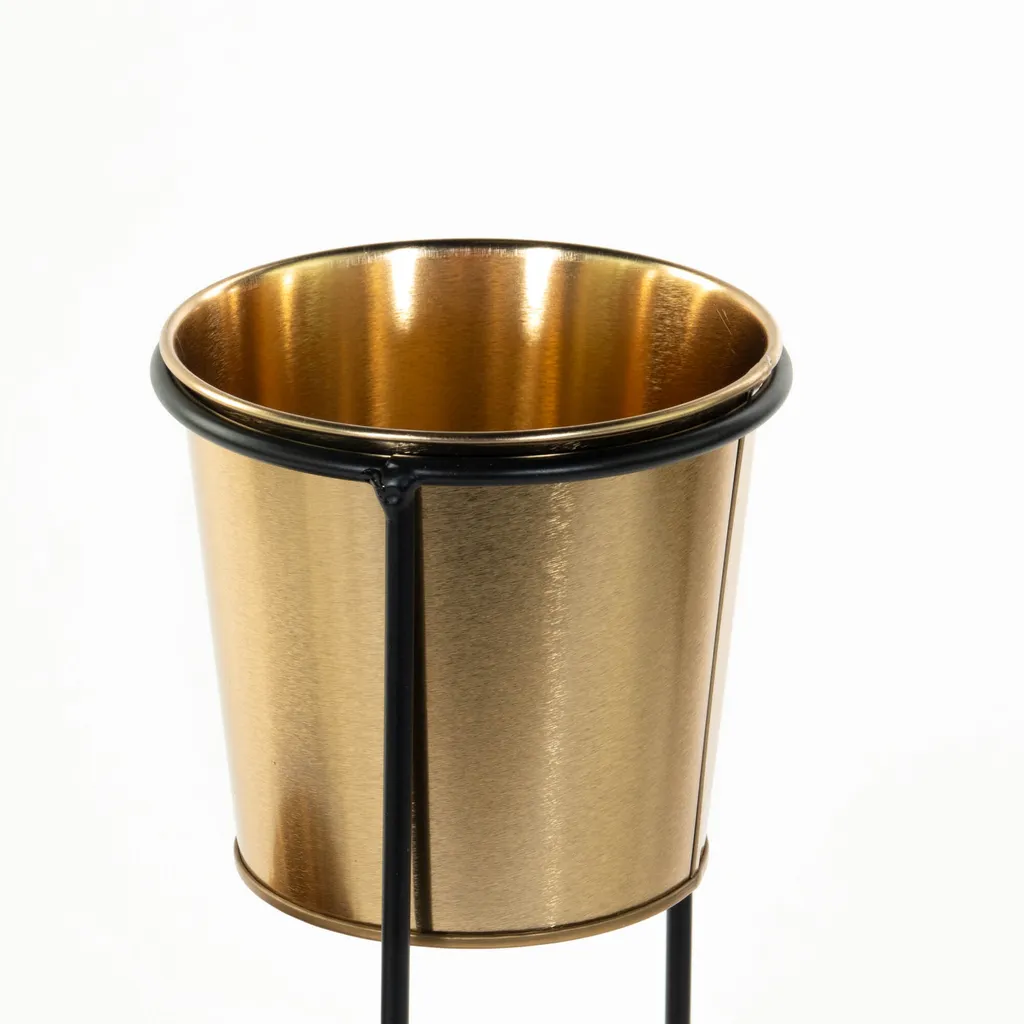 Support à fleurs doré 3 pots 46,5 cm - Range-plantes compact et solide - 5