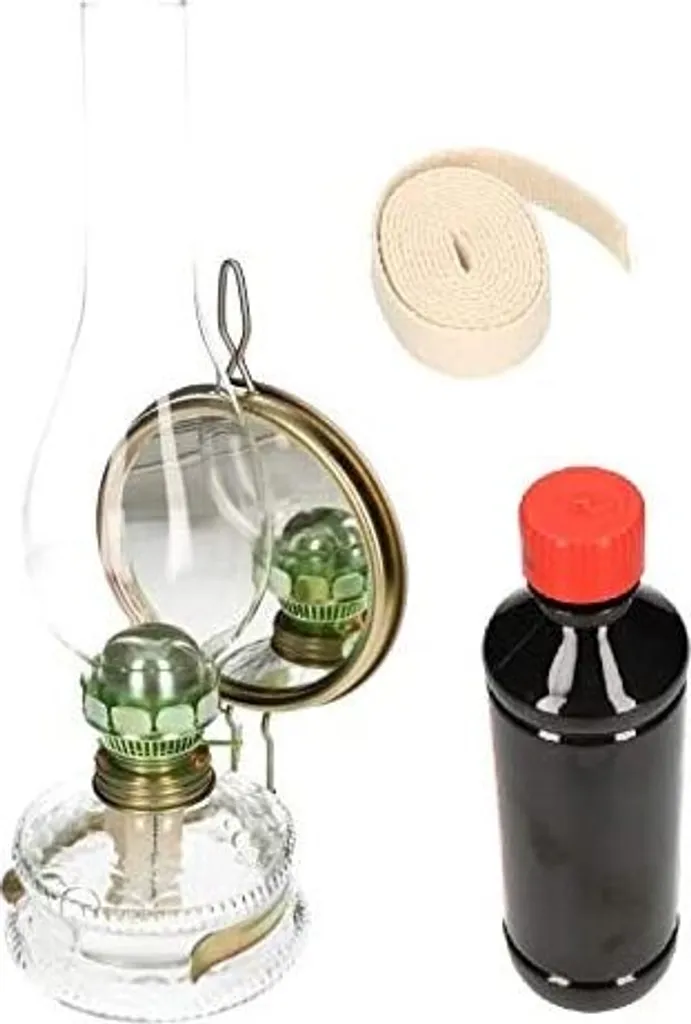 KOTARBAU Lampe à Pétrole 32,5cm avec Miroir et Mèche de Rechange Incluse