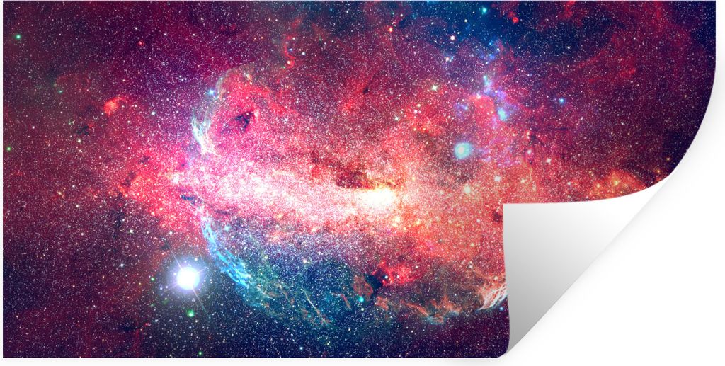 MuchoWow Wandtattoo Wandsticker Wandaufkleber Orange - Sterne - Weltraum 160x80 cm Selbstklebend und Repositionierbar - Sticker - Dekorfolie