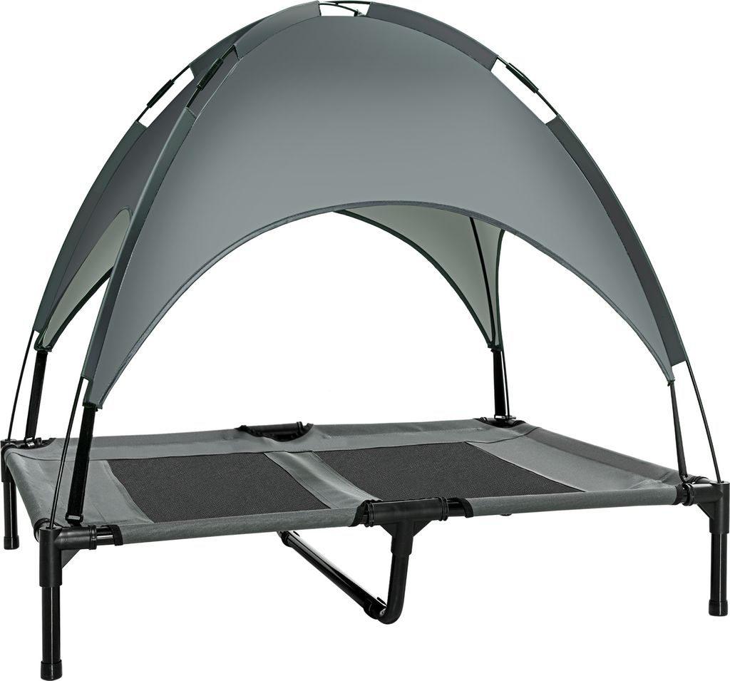 Hundebett Baldachin atmungsaktiv 92x76x90cm aus Taftstoff in Grau für gemütlichen Schlafplatz