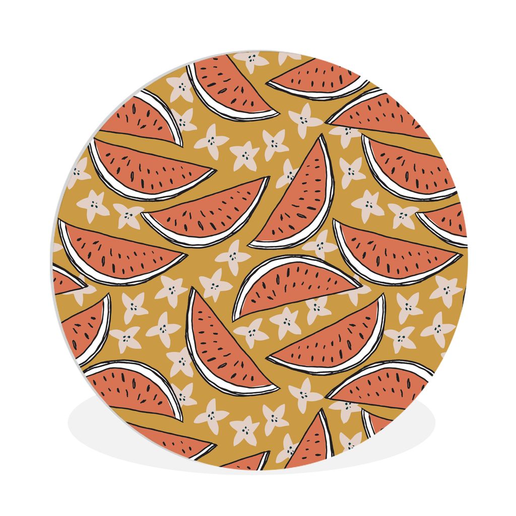MuchoWow Rundes Wandbild - Runde Bilder Sommer - Seestern - Wassermelone Ø 90 cm Kreis Wanddekoration Kunststoff - Wandkreis - Wandschmuck - Wan...