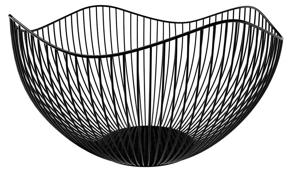 Corbeille à fruits en fer 25 cm - Panier métallique noir haute capacité
