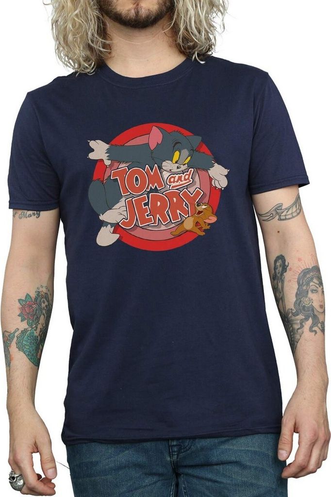 Tom and Jerry - "Catch" T-Shirt für Herren BI743 (XXL) (Marineblau)