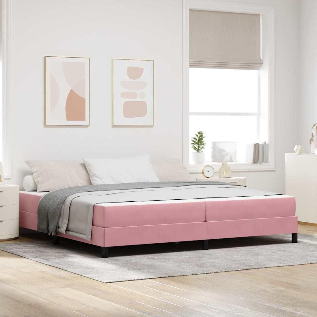 Möbel Boxspringbett mit Matratze Rosa 200 x 200 cm Samt - Klassische Betten 3398718