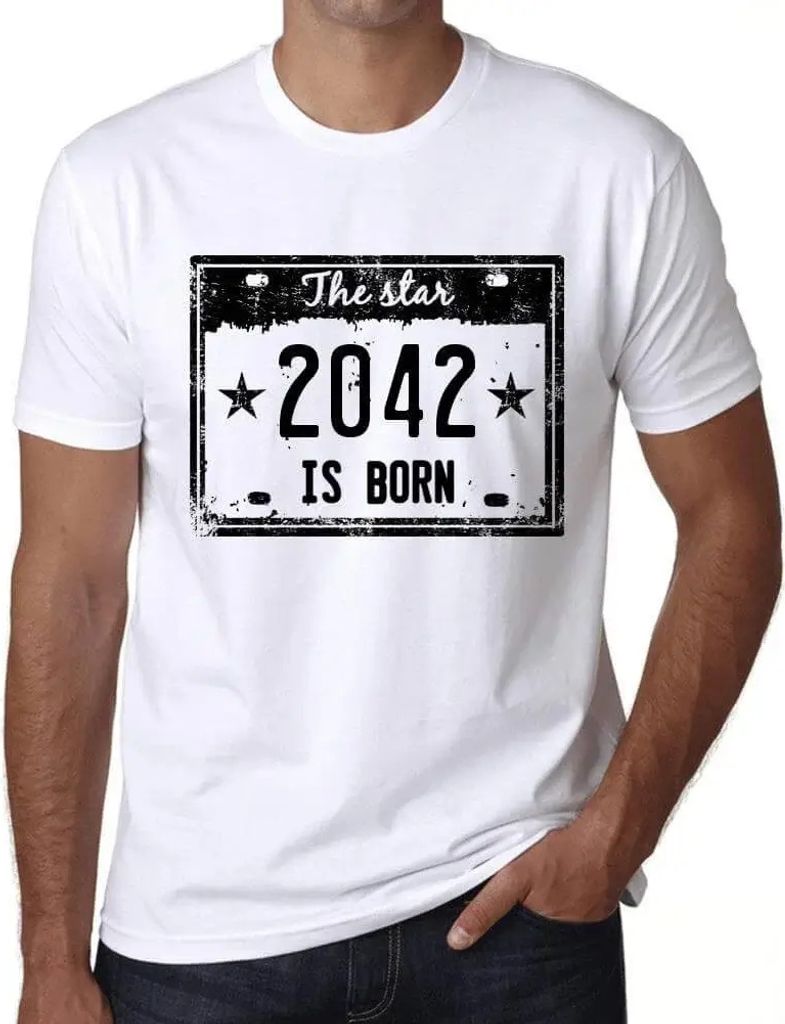 Herren Grafik T-Shirt Der Stern wird im Jahr 2042 geboren – The Star Is Born in 2042 – Öko-Verantwortlich Vintage Jahrgang Kurzarm Lustige Druck