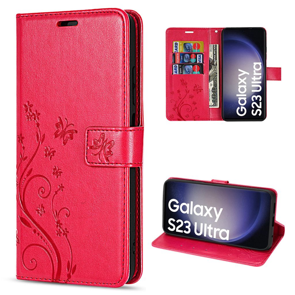 Handy Tasche für Samsung Galaxy S23 Ultra Handyhülle Blumen Produktbild 