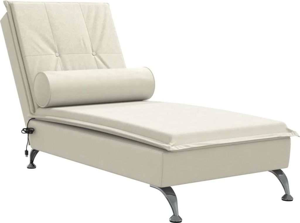 Massage-Chaiselongue mit Nackenrolle Creme Samt