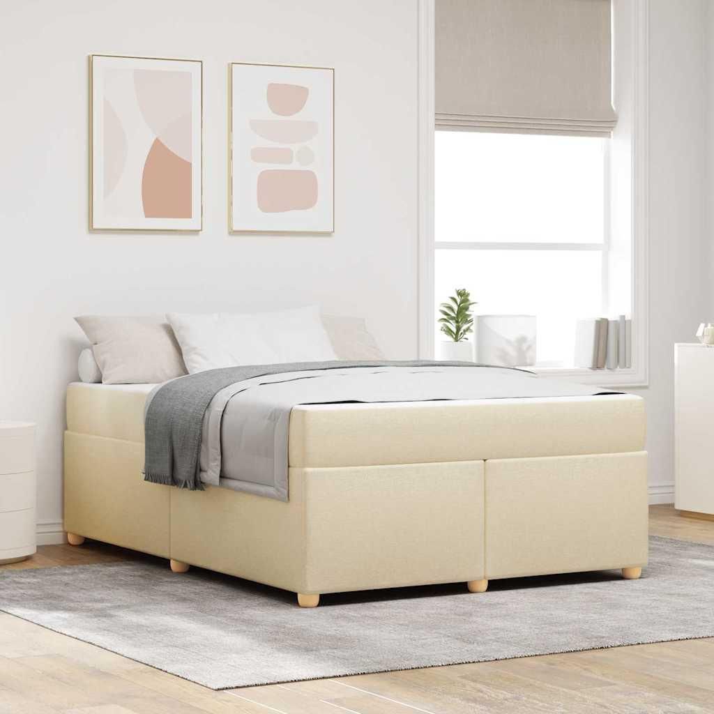 Maison Exclusive - Bettrahmen mit Matratze Creme 160 x 200 cm Stoff