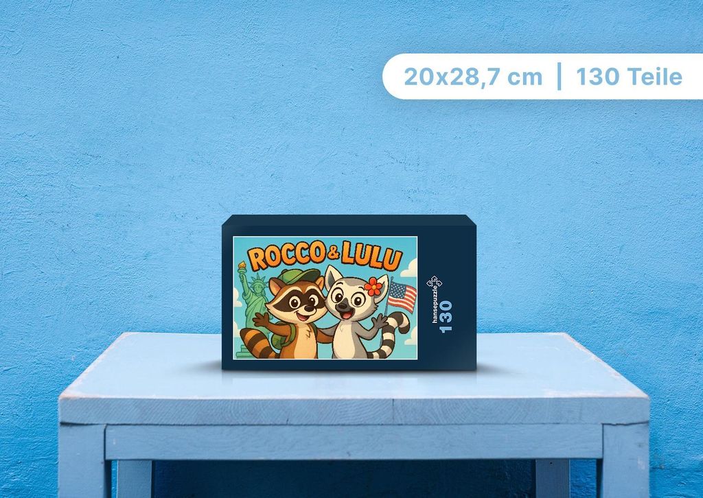 hansepuzzle 111253 - Rocco und Lulu Puzzle, 130 Teile, Kinder, 28,7 x 20,0cm mit hochwertiger Aufbewahrung, Kartonbox & Beutel