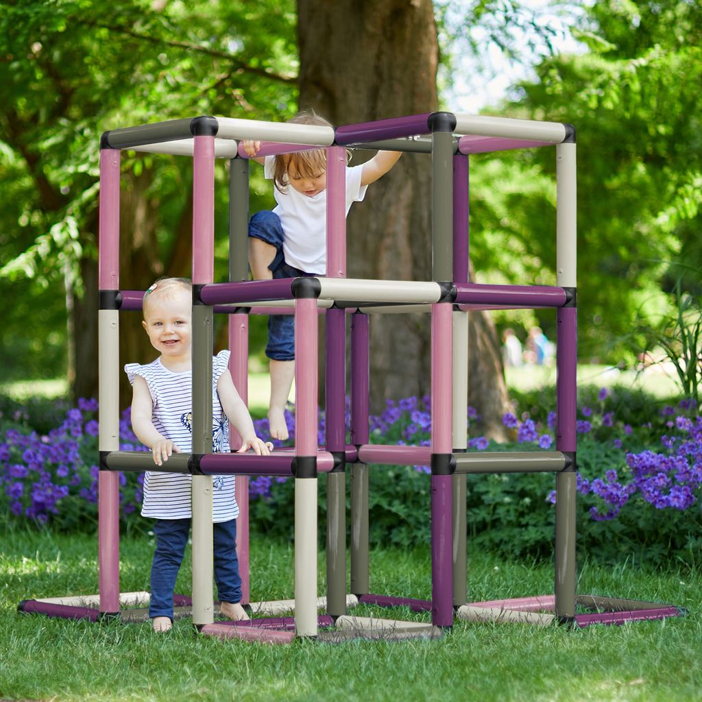 QUADRO Kletterpyramide Home modulares Klettergerüst für Kinder, 237 Teile, ab 12 Monaten, Indoor/Outdoor, UV-stabil, Germany – Berry