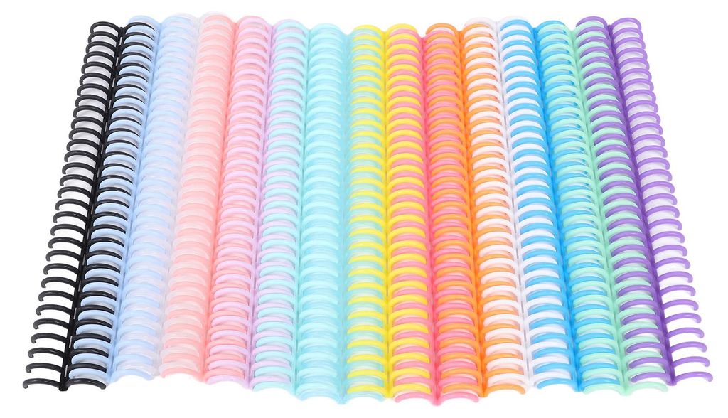 14 Stück 14 Farben Kammbinderücken, 150 Blatt Kapazität, 19 mm x 30 Ringe, PP-Kunststoff-Binderücken für Notebook-Tischkalender