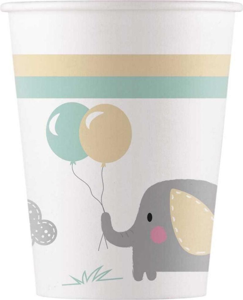 Baby Elefant 8 Pappbecher 200ml