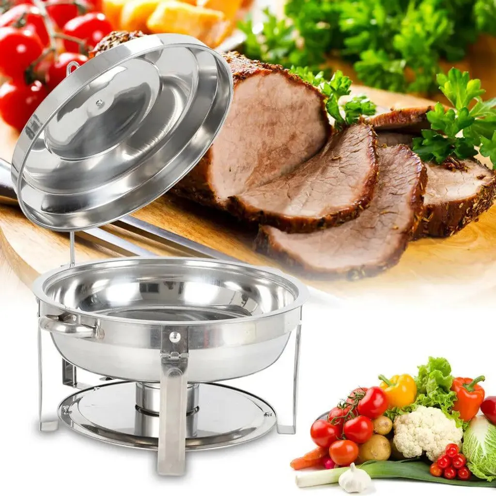 Scaldavivande Rotondo 7,5L Acciaio Inox Professionale per Catering e Buffet - 4
