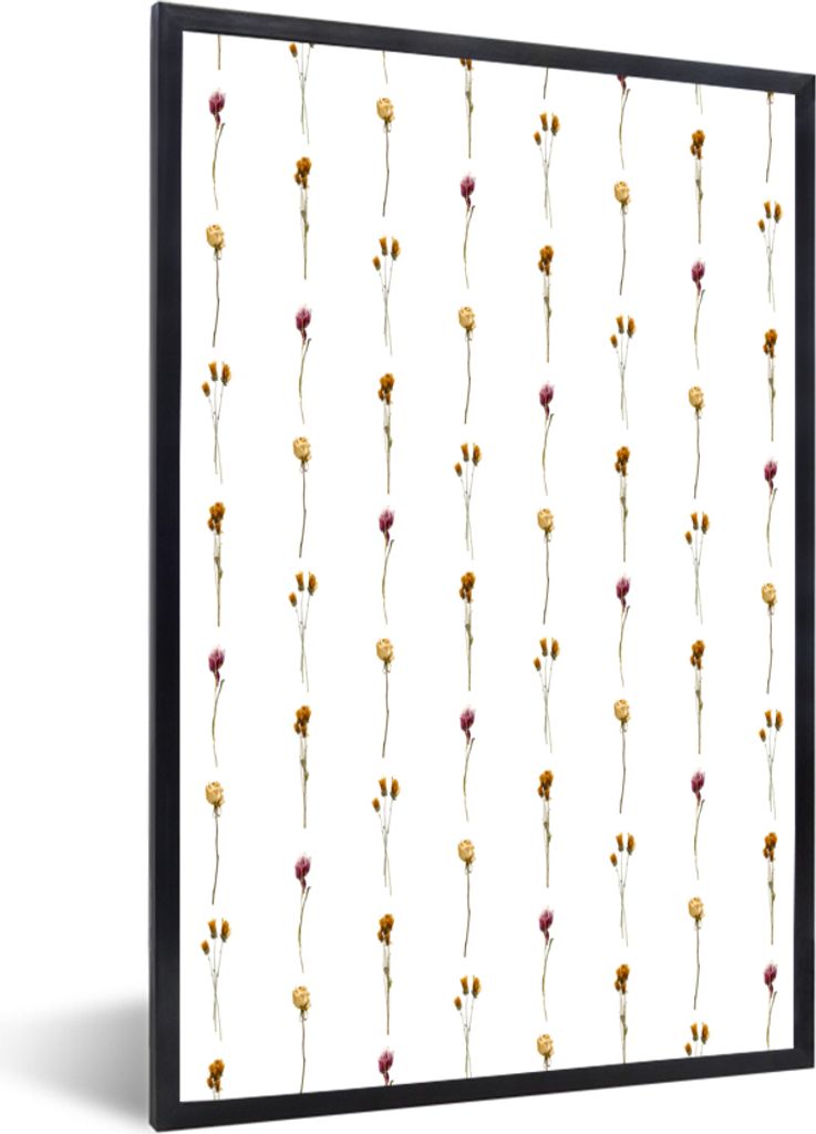 MuchoWow MuchoWow Gerahmtes Poster Blumen - Farben - Illustration 20x30 cm - Poster mit zchwarzem Bilderrahmen - Drucken - Bilder Poster im Rahmen