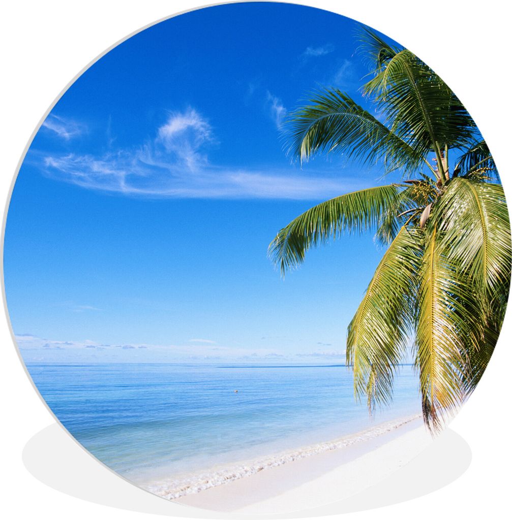 MuchoWow Rundes Wandbild - Runde Bilder Tropisch - Sand - Palme Ø 30 cm Kreis Wanddekoration Kunststoff - Wandkreis - Wandschmuck - Schlafzimmer...