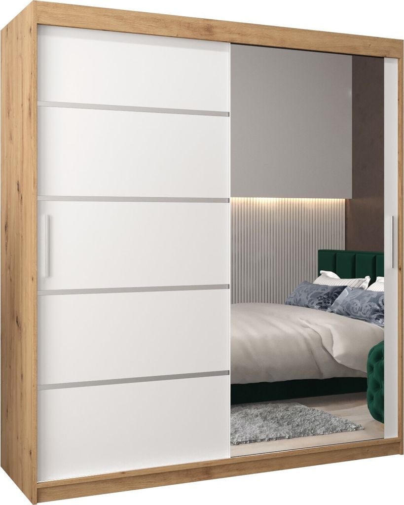 Kleiderschrank, Schiebetürenschrank Schlafzimmer, Schrank mit Spiegel VERONA 2 180 cm