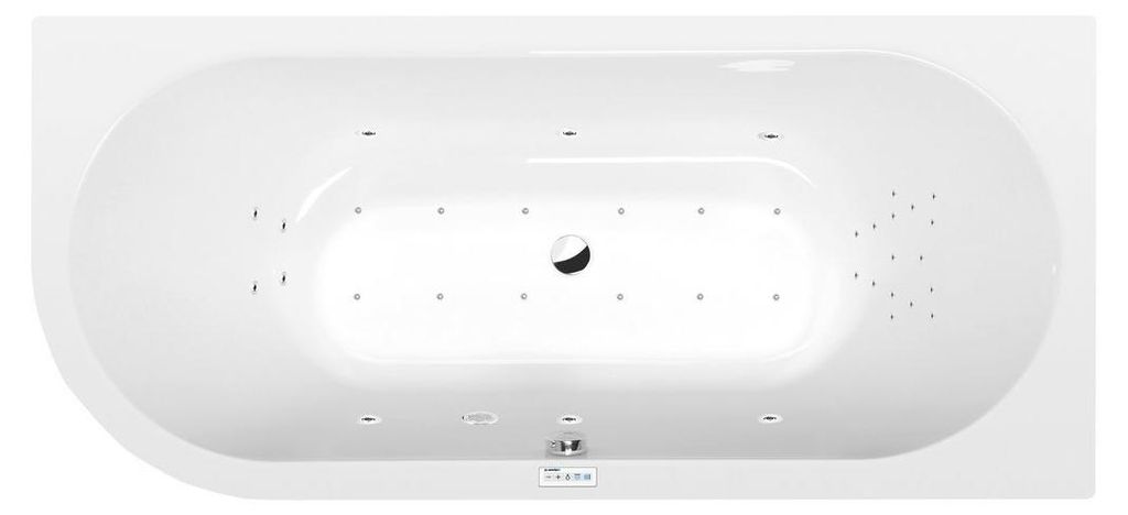 Polysan VIVA R Whirlpool-Badewanne, 175x80x47cm, Highline Hydro-Air, Chrom